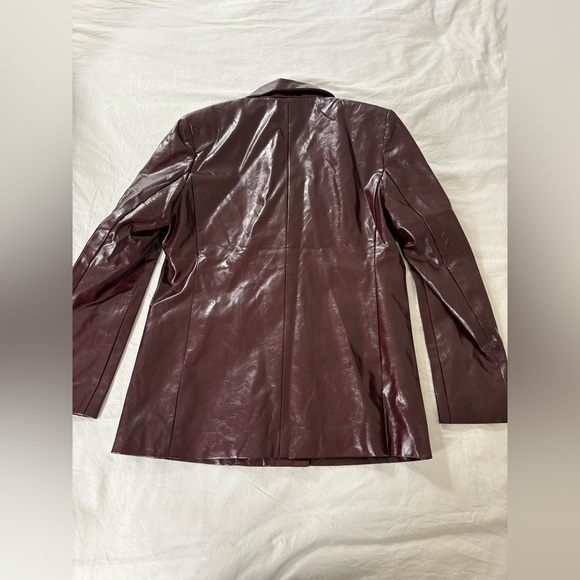 NWT - PU Leather Metal Button Lapel Pocket Blazer - Picture 6 of 6